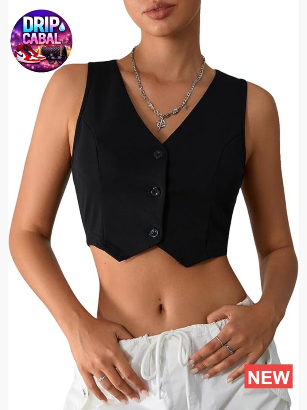 Button Up Suit Vest Waistcoat Sleeveless Cropped Blazer Vest Tops